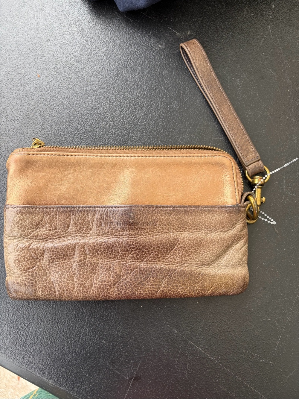 Liebeskind Two-Tone Bronze Leather Wristlet Clutch